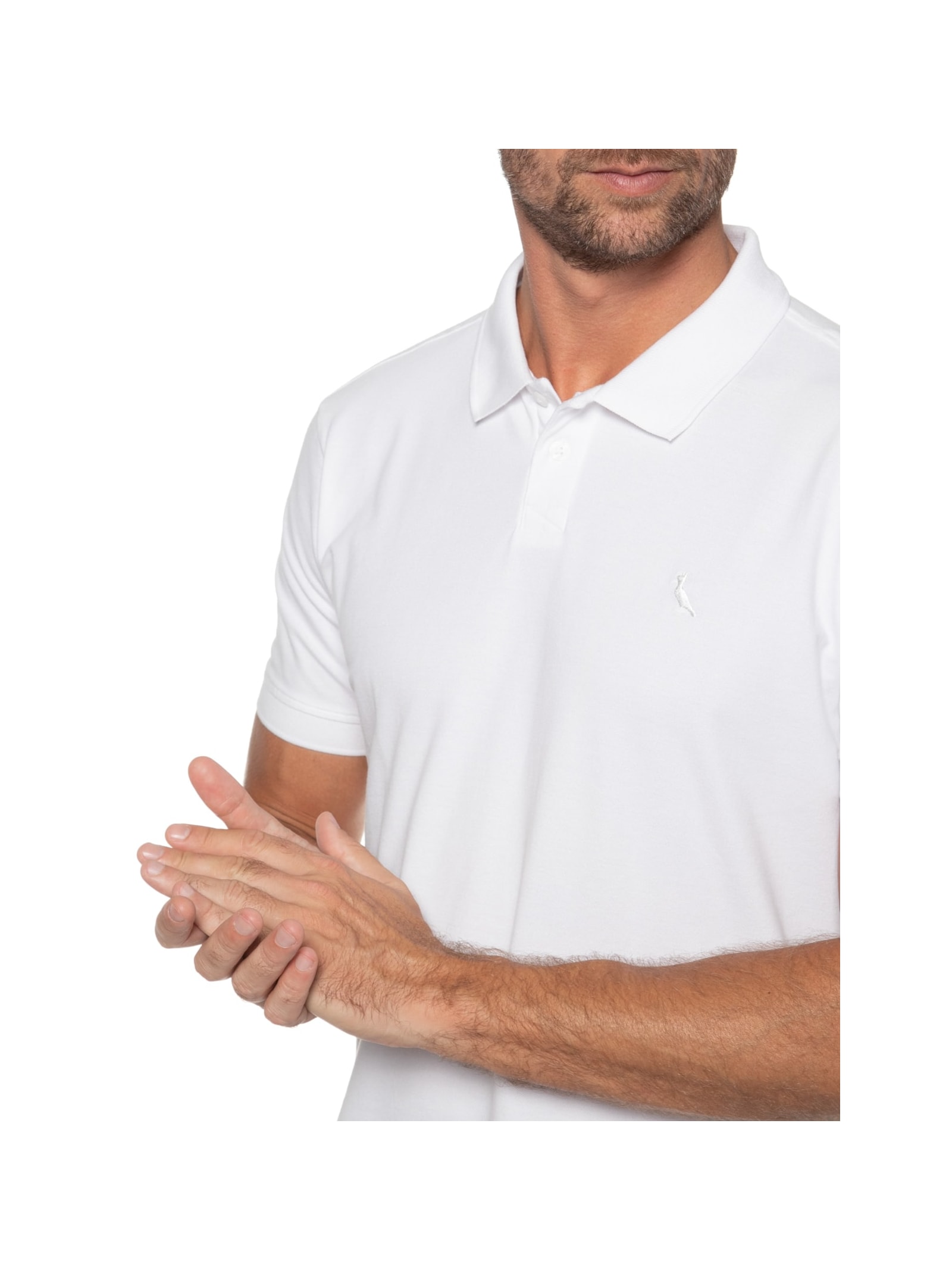 Polo Masculina Pima Piquet Branco Reserva