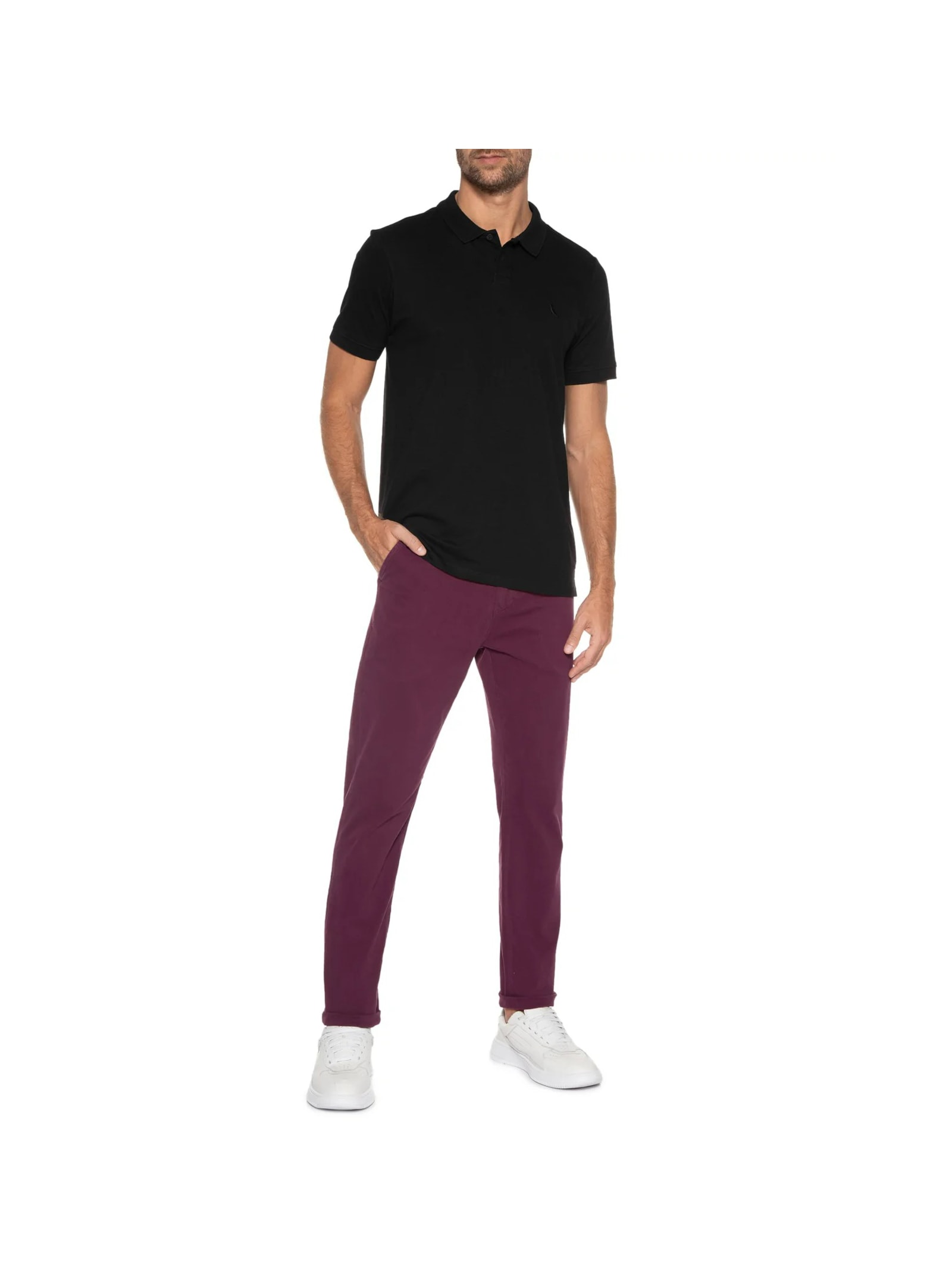 Polo Masculina Pima Piquet Preto Reserva