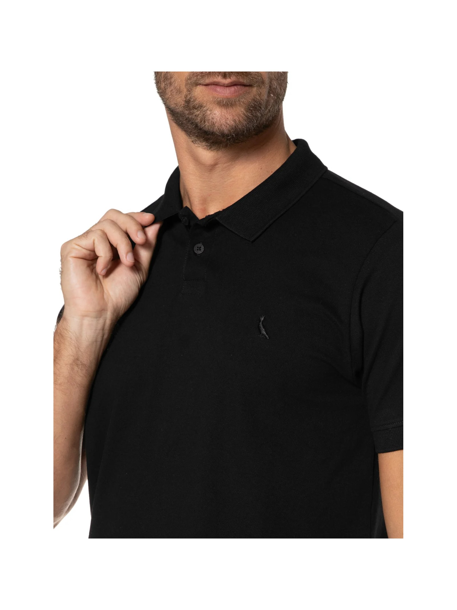 Polo Masculina Pima Piquet Preto Reserva