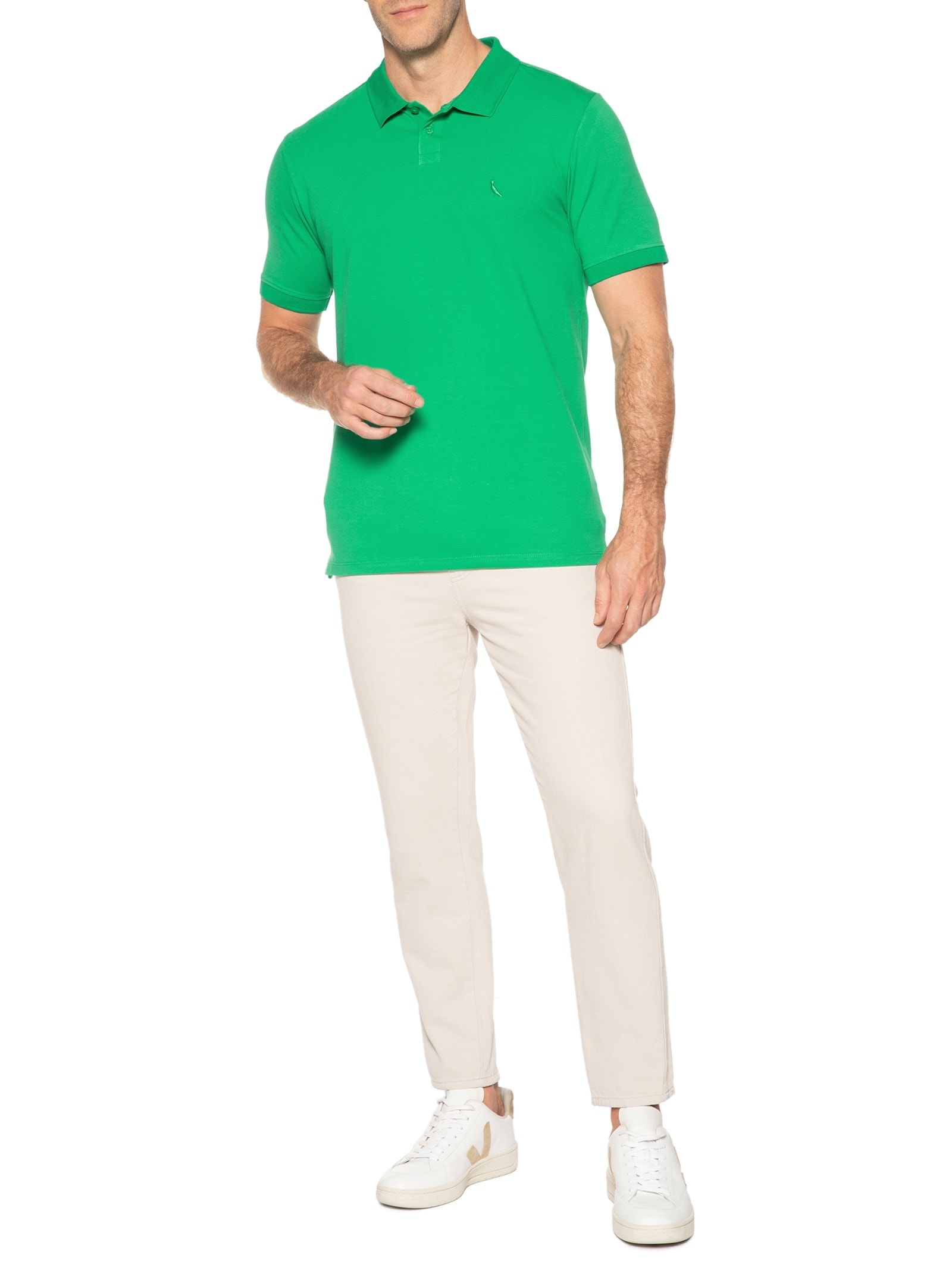 Polo Masculina Pima Piquet Verde Reserva