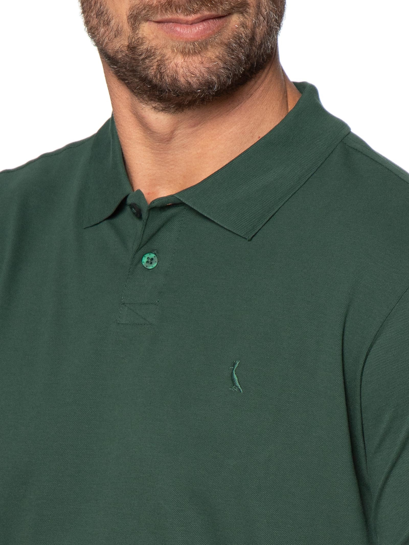 Polo Masculina Pima Piquet Verde Reserva