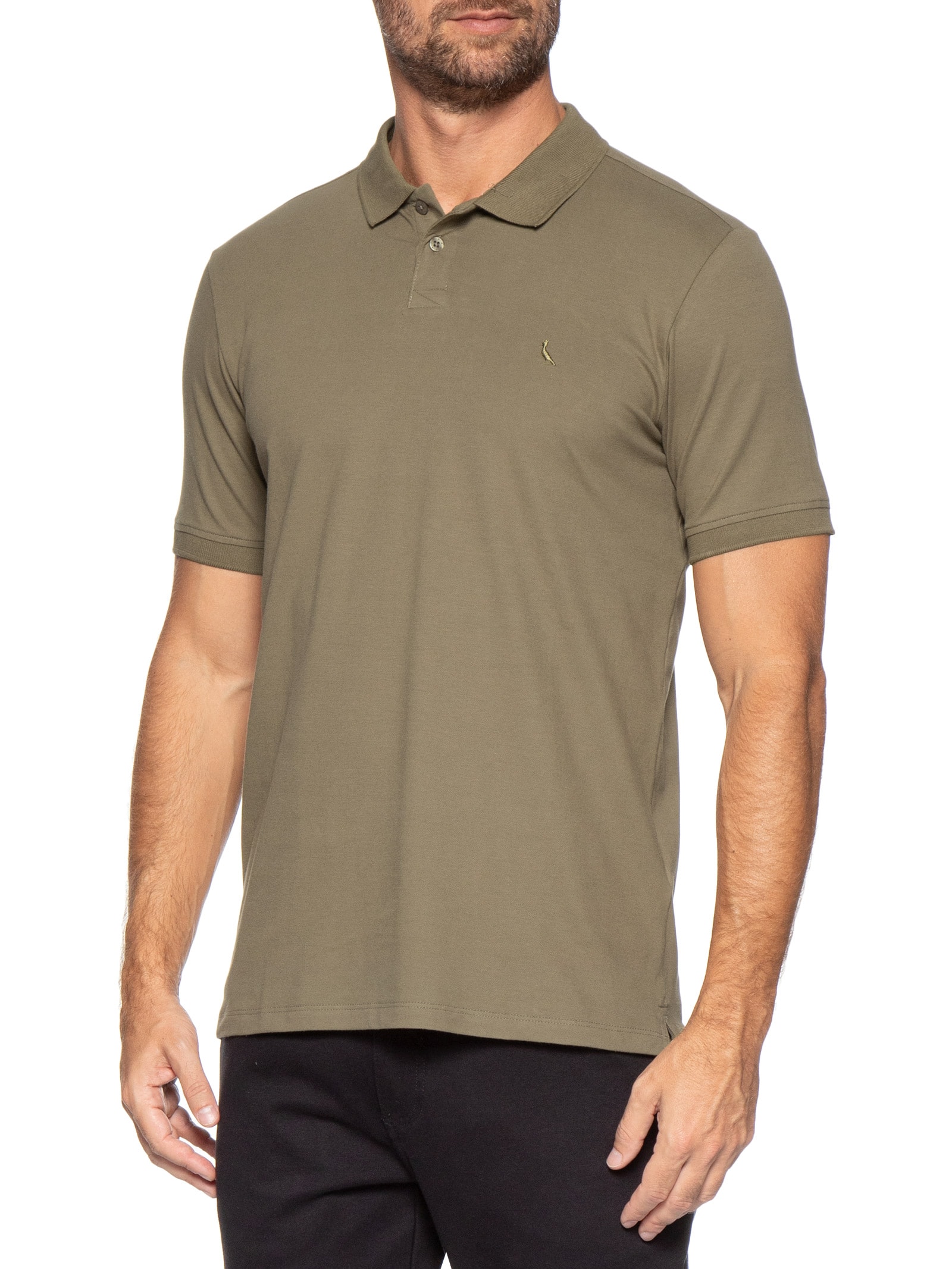 Polo Masculina Pima Piquet Verde Reserva