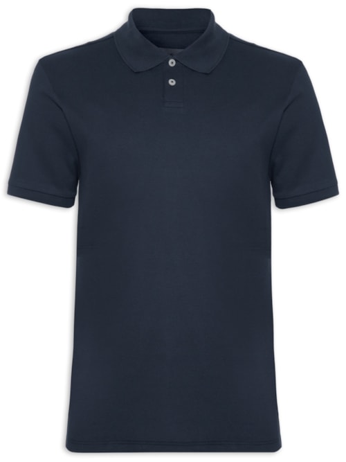 Polo Masculina Piquet Algodão Stretch Manga Curta – Azul