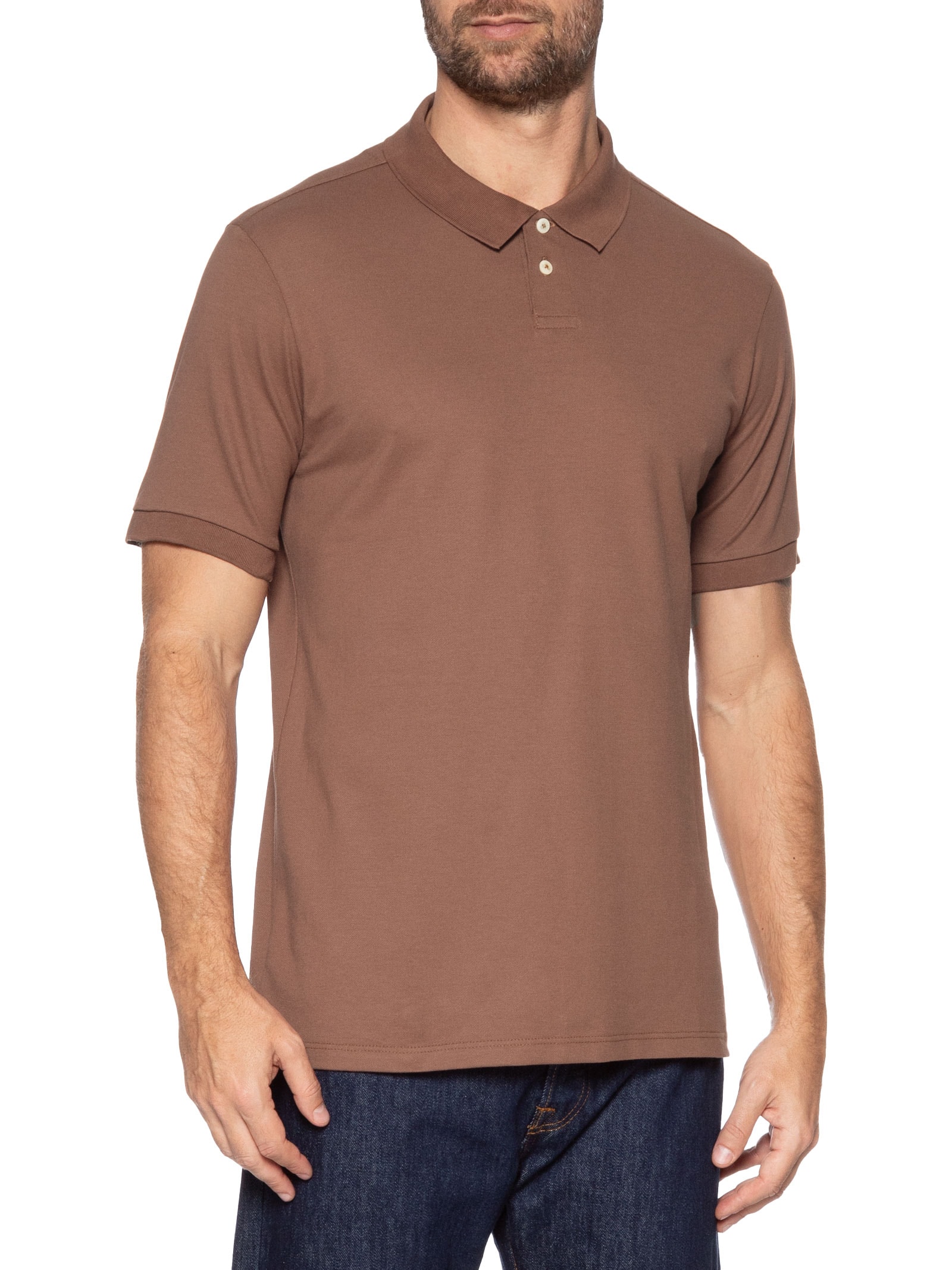 Polo Masculina Piquet Algodão Stretch Manga Curta Marrom Oficina Reserva