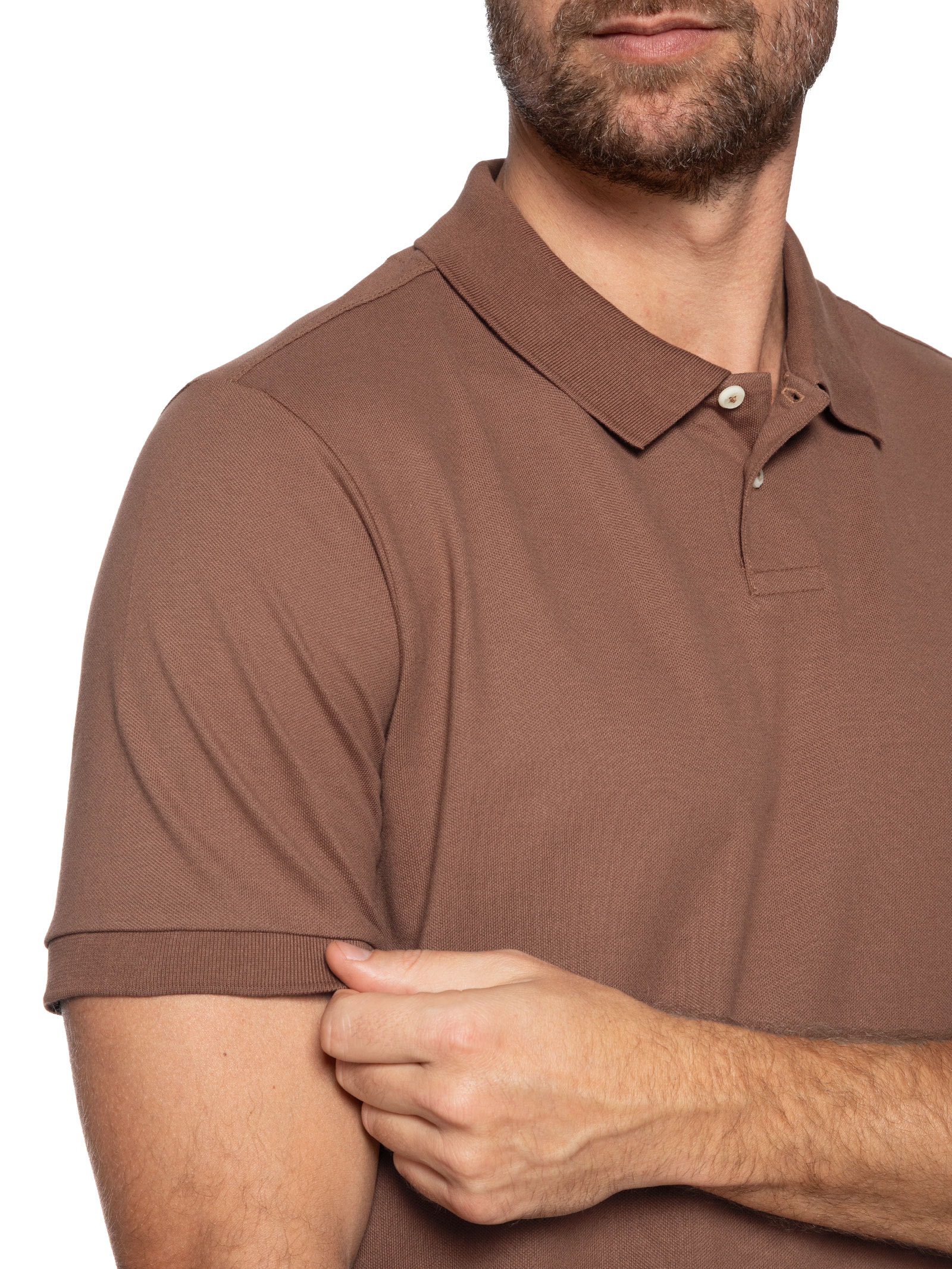 Polo Masculina Piquet Algodão Stretch Manga Curta Marrom Oficina Reserva