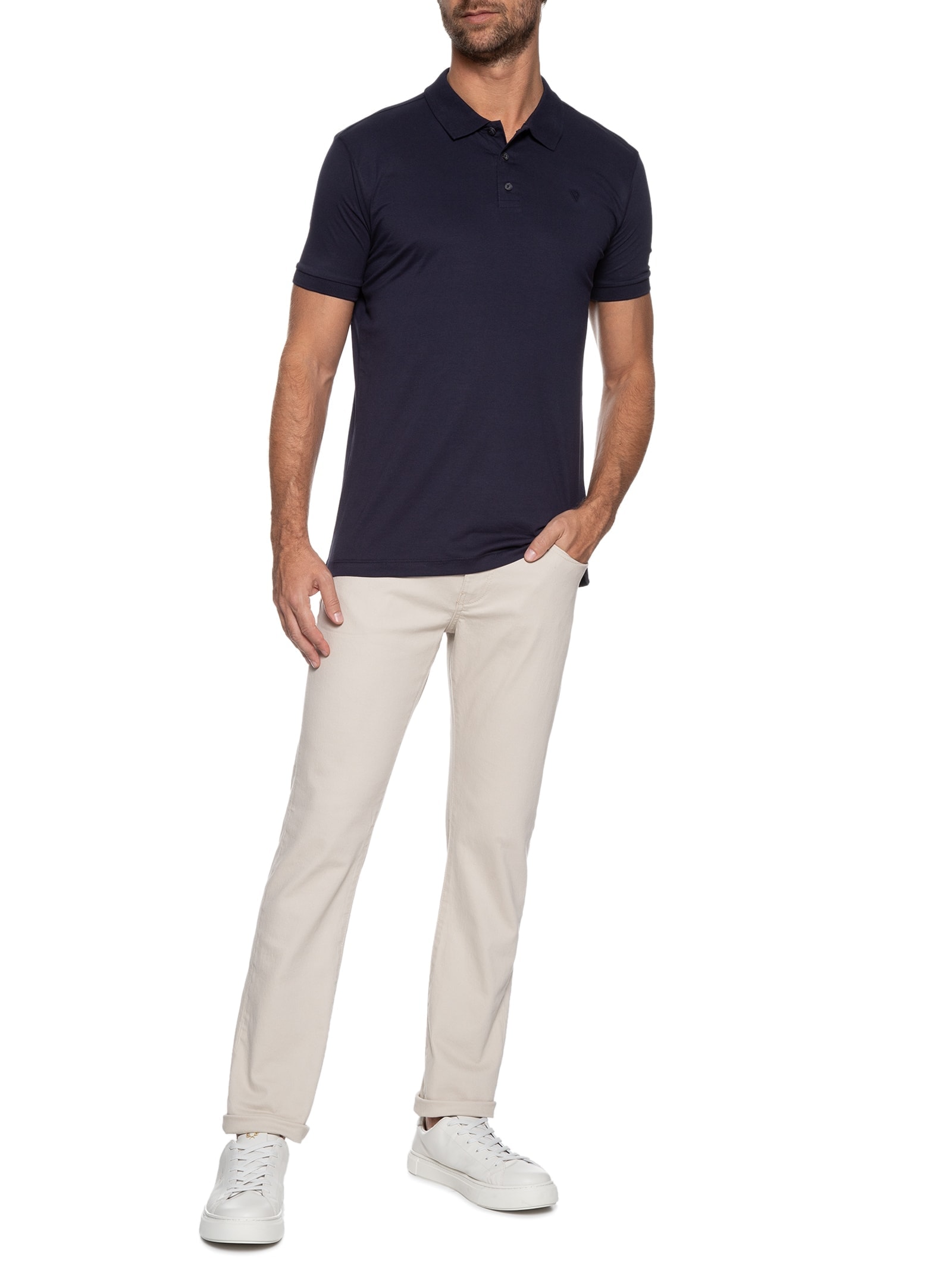 Polo Masculina Piquet Básica Azul Vr