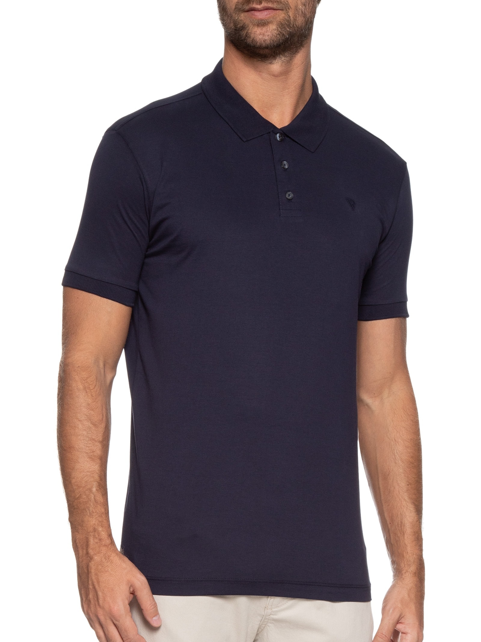 Polo Masculina Piquet Básica Azul Vr