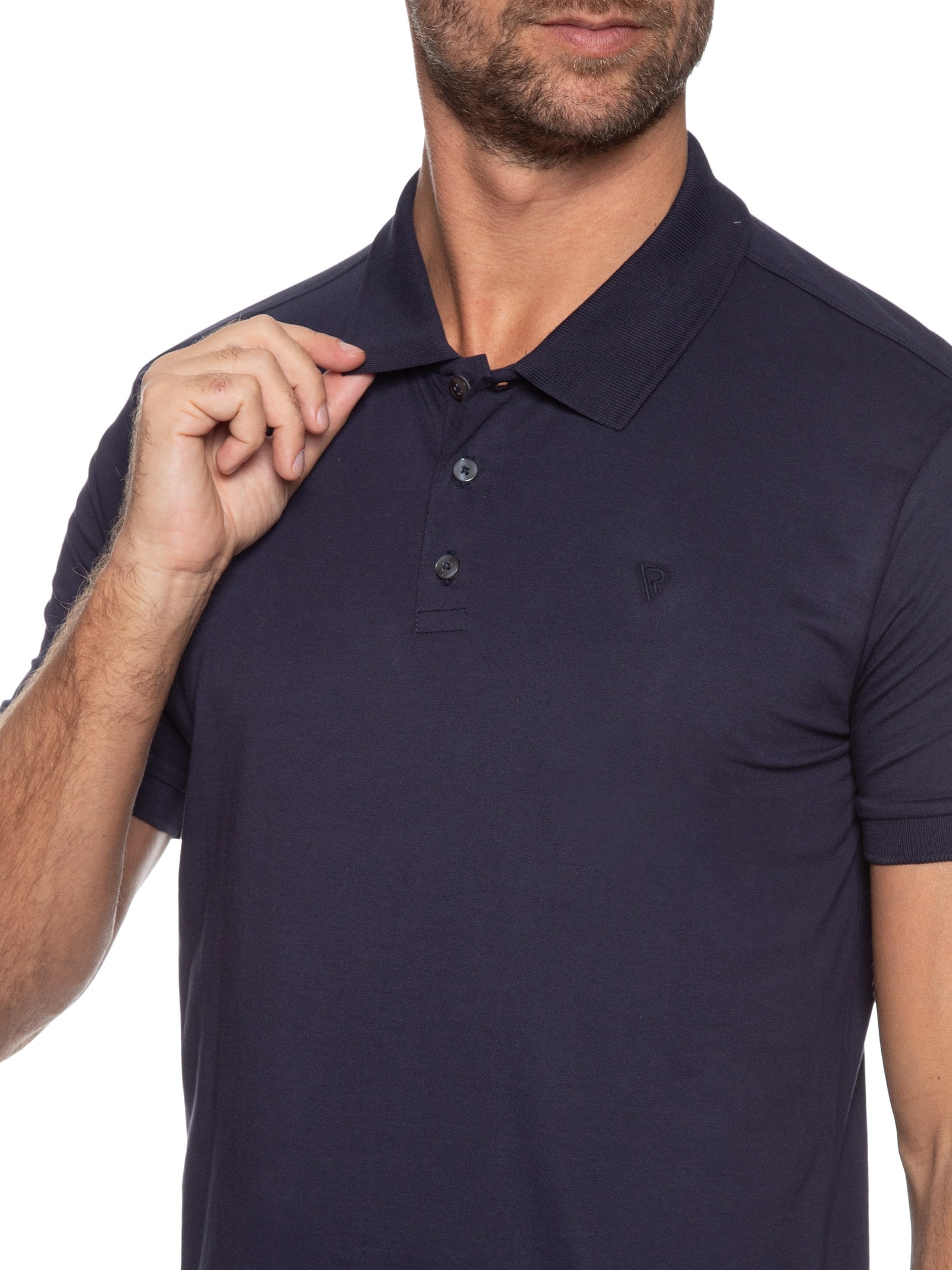 Polo Masculina Piquet Básica Azul Vr