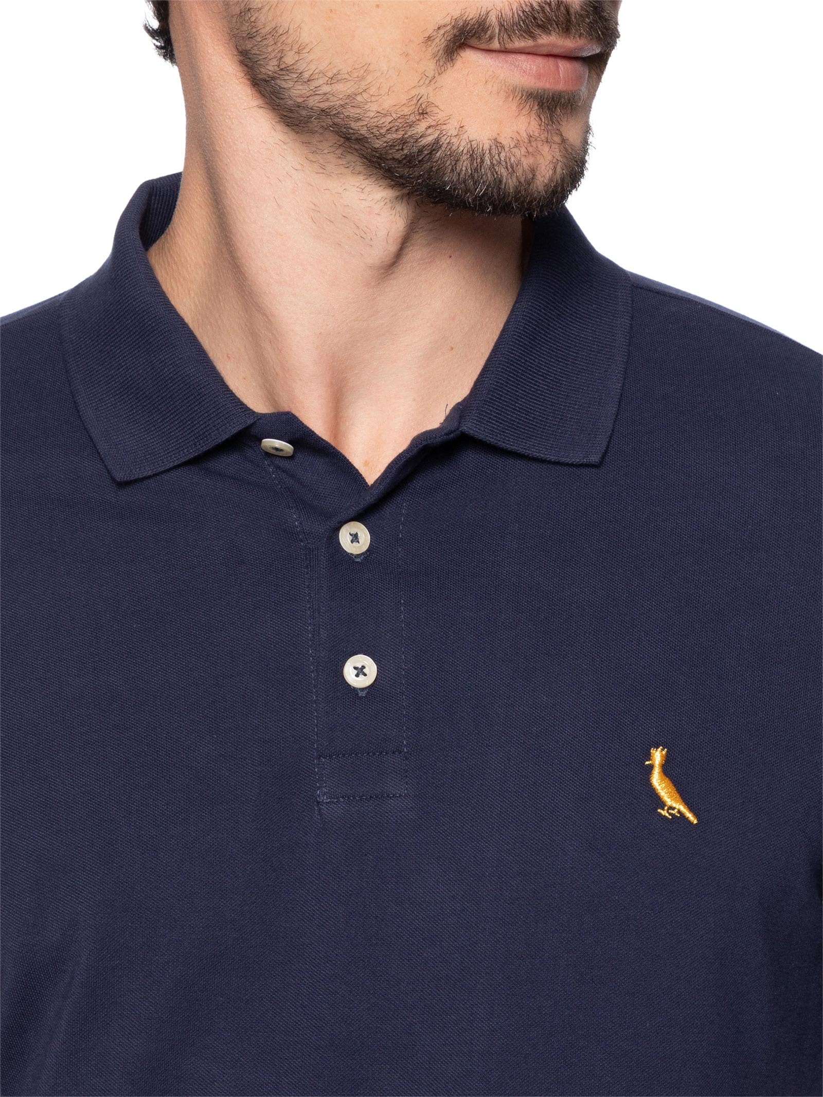 Polo Masculina Piquet Básica Golden Pais Azul Reserva