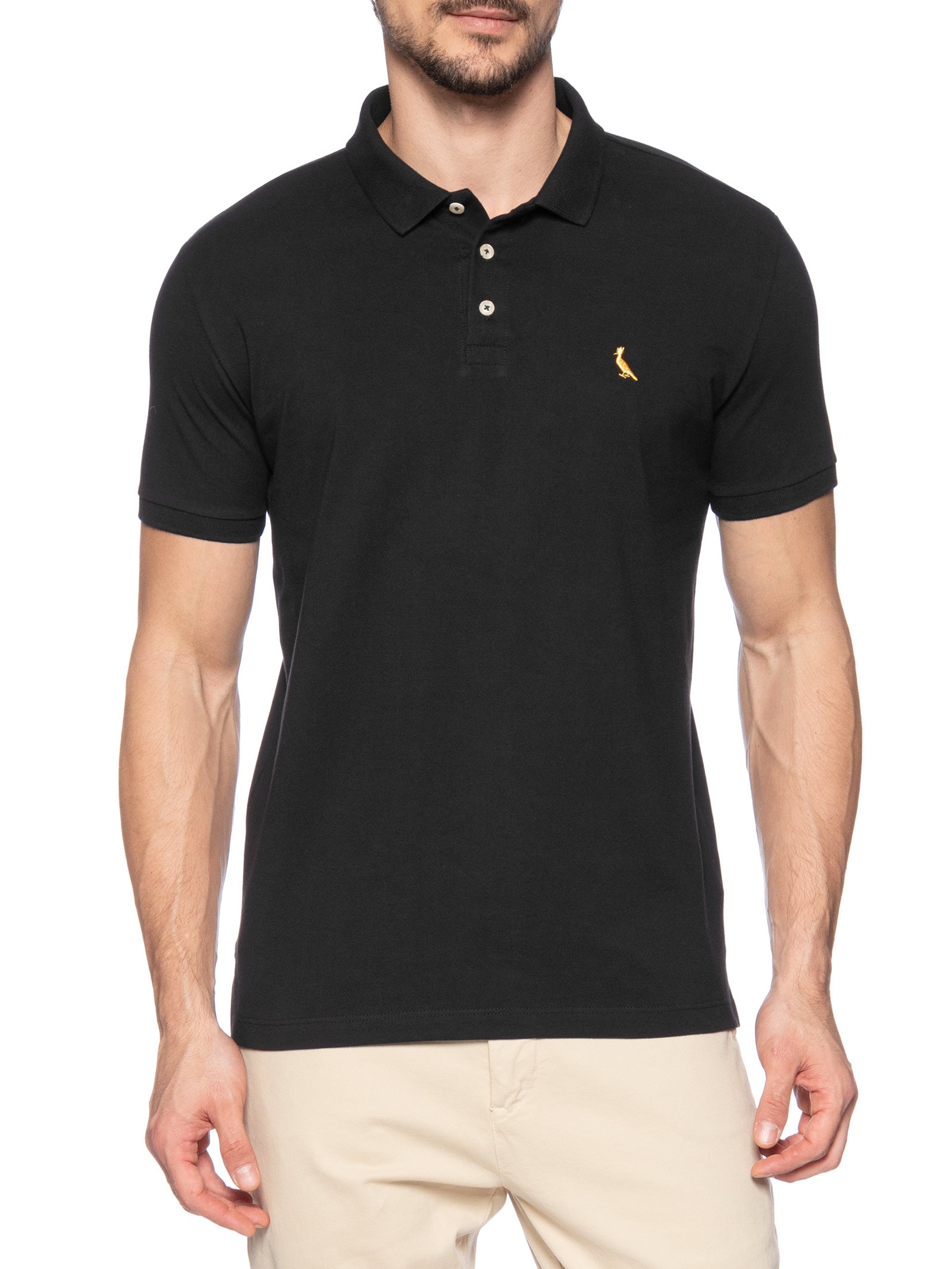 Polo Masculina Piquet Básica Golden Pais Preto Reserva