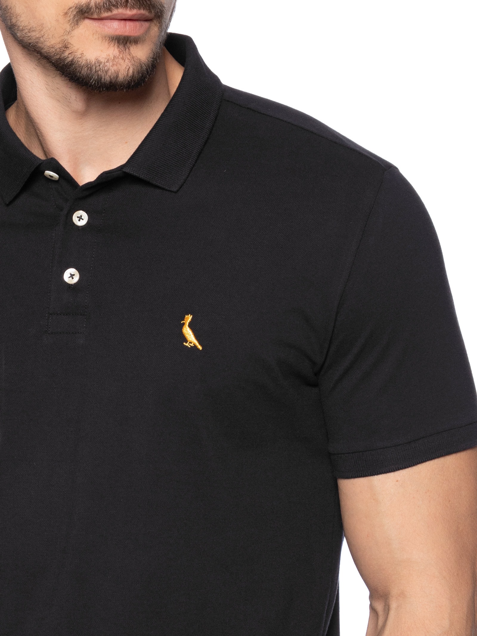 Polo Masculina Piquet Básica Golden Pais Preto Reserva