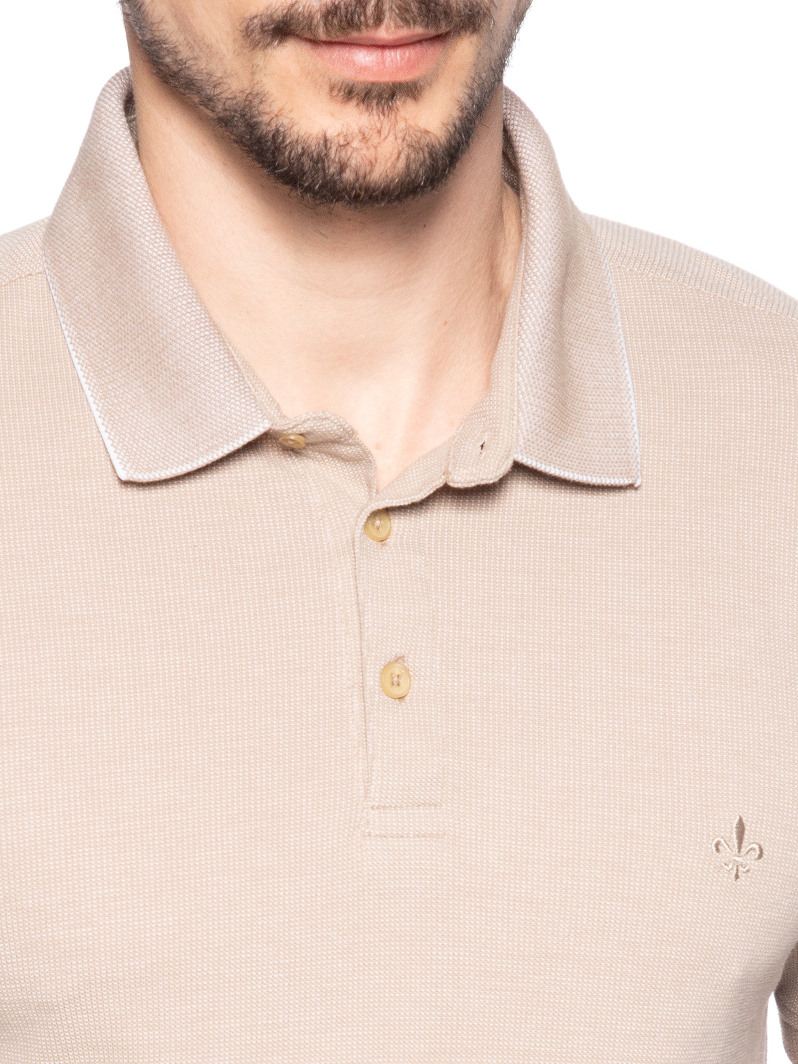 Polo Masculina Piquet Binado Bege Dudalina