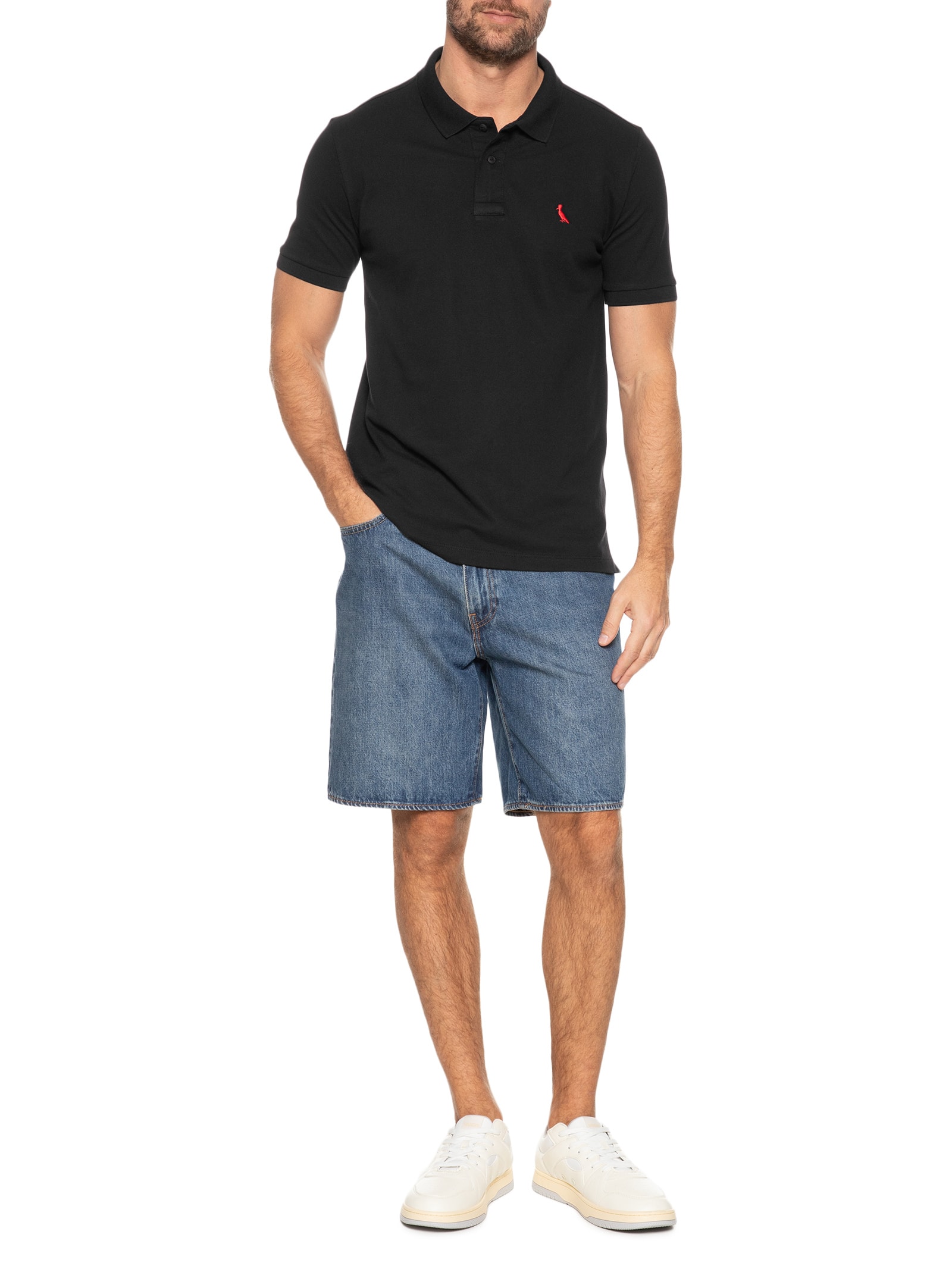 Polo Masculina Piquet Class Red Bird Preto Reserva