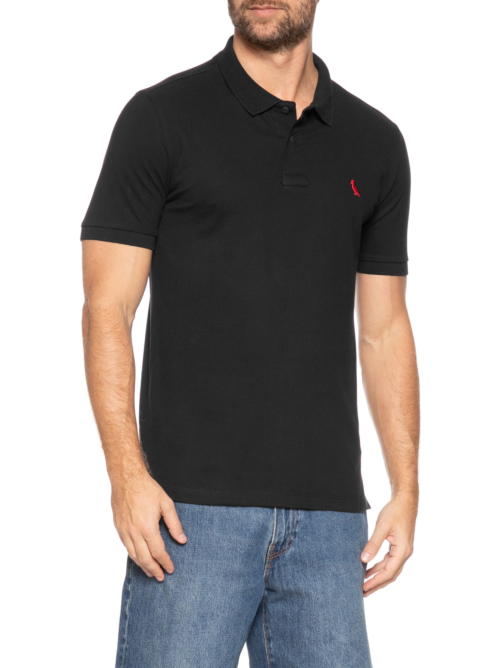 Polo Masculina Piquet Class Red Bird Preto Reserva