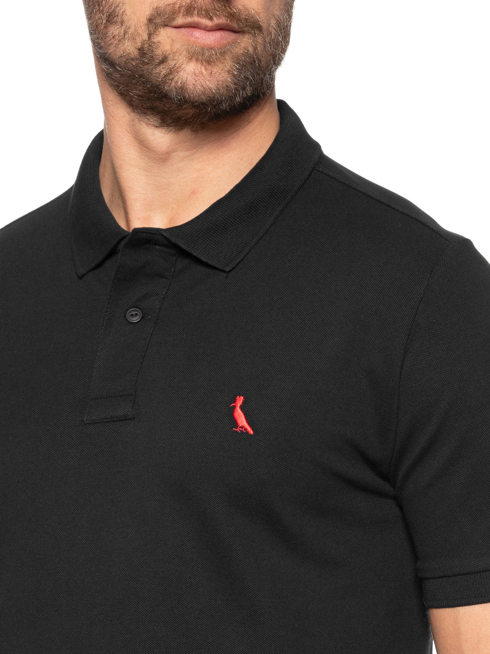 Polo Masculina Piquet Class Red Bird Preto Reserva