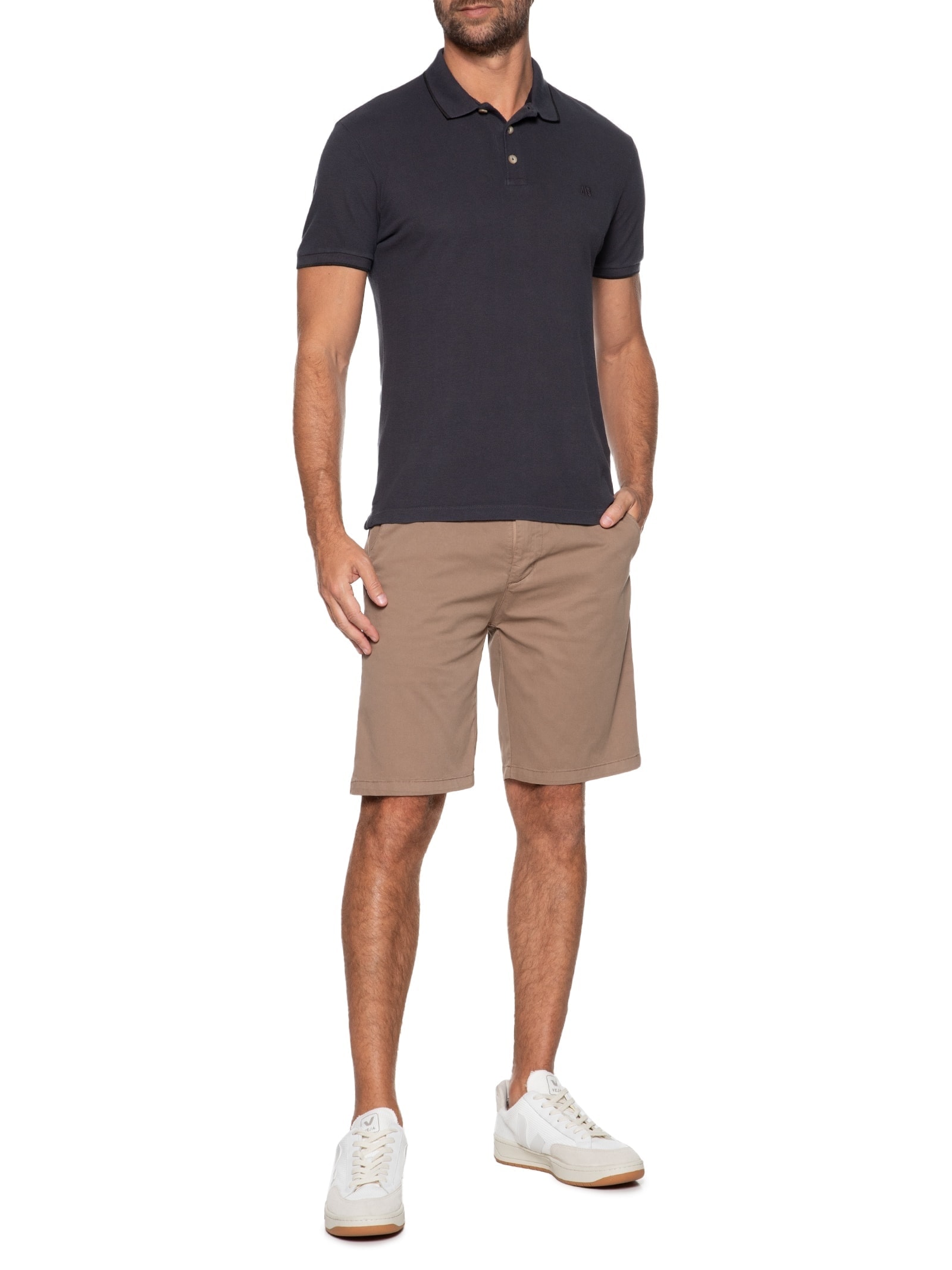 Polo Masculina Piquet Classic Friso Cinza  Jab