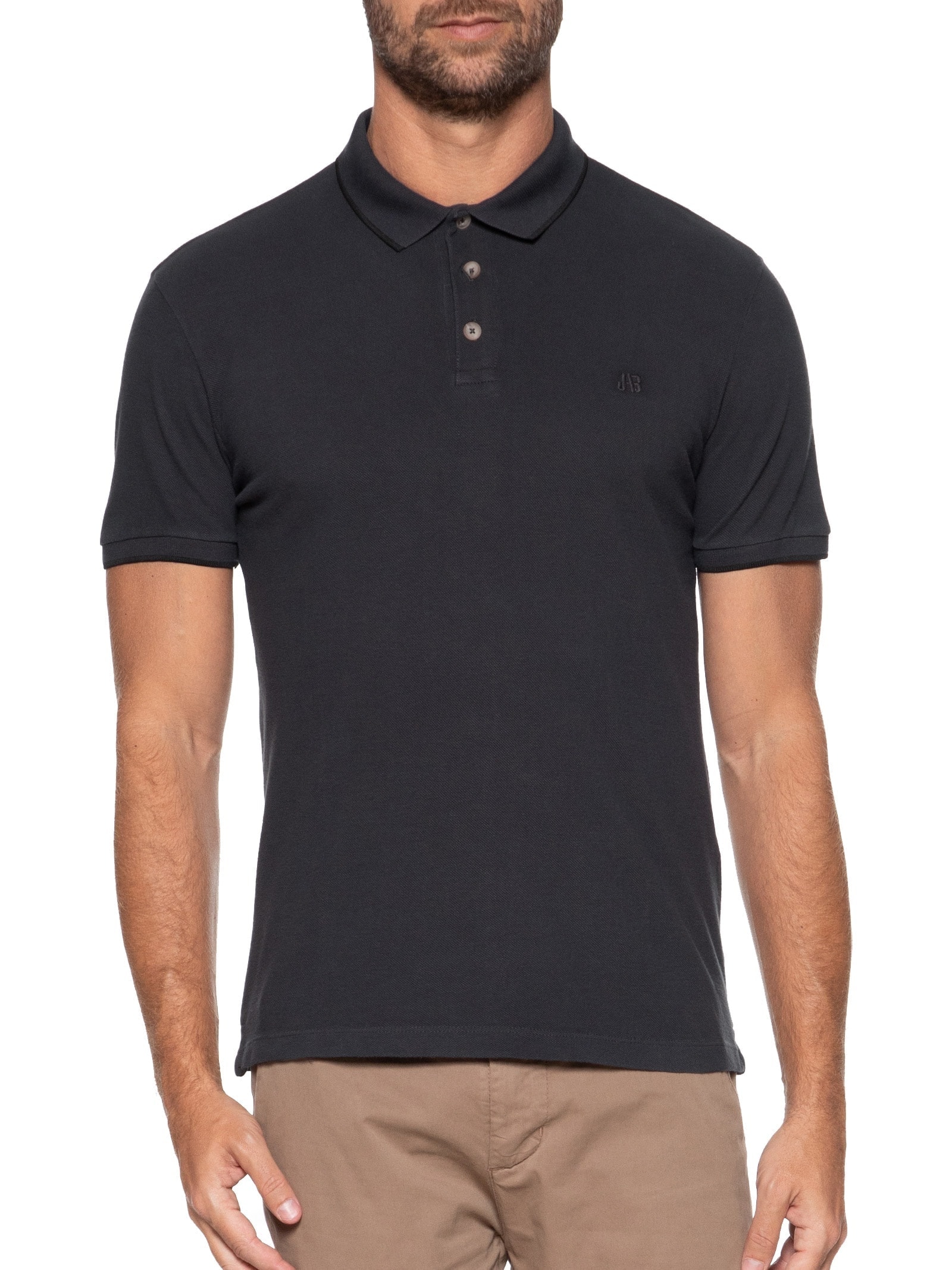 Polo Masculina Piquet Classic Friso Cinza  Jab