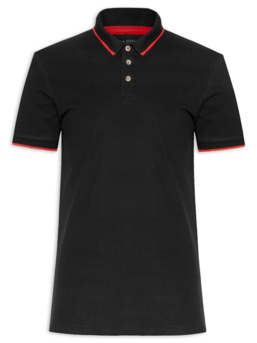 Polo Masculina Piquet Classic Friso - Preto