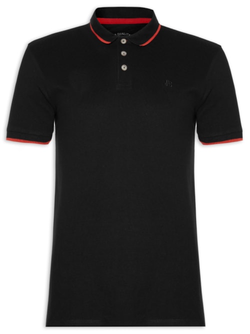 Polo Masculina Piquet Classic Friso – Preto