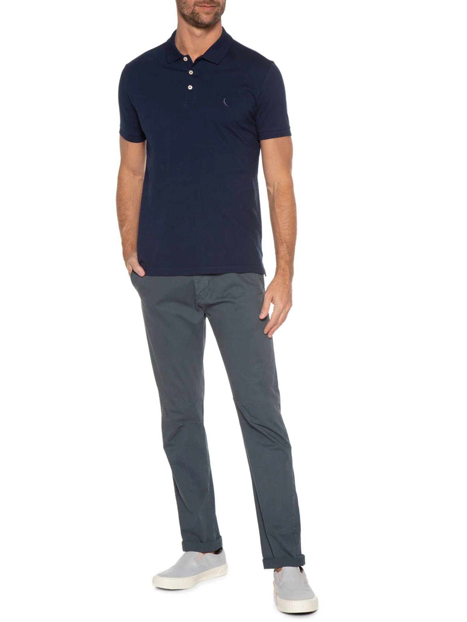 Polo Masculina Piquet Clássica Azul Reserva