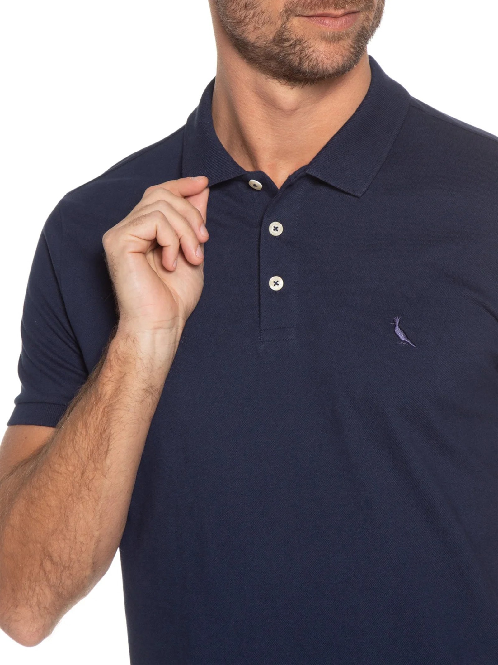 Polo Masculina Piquet Clássica Azul Reserva