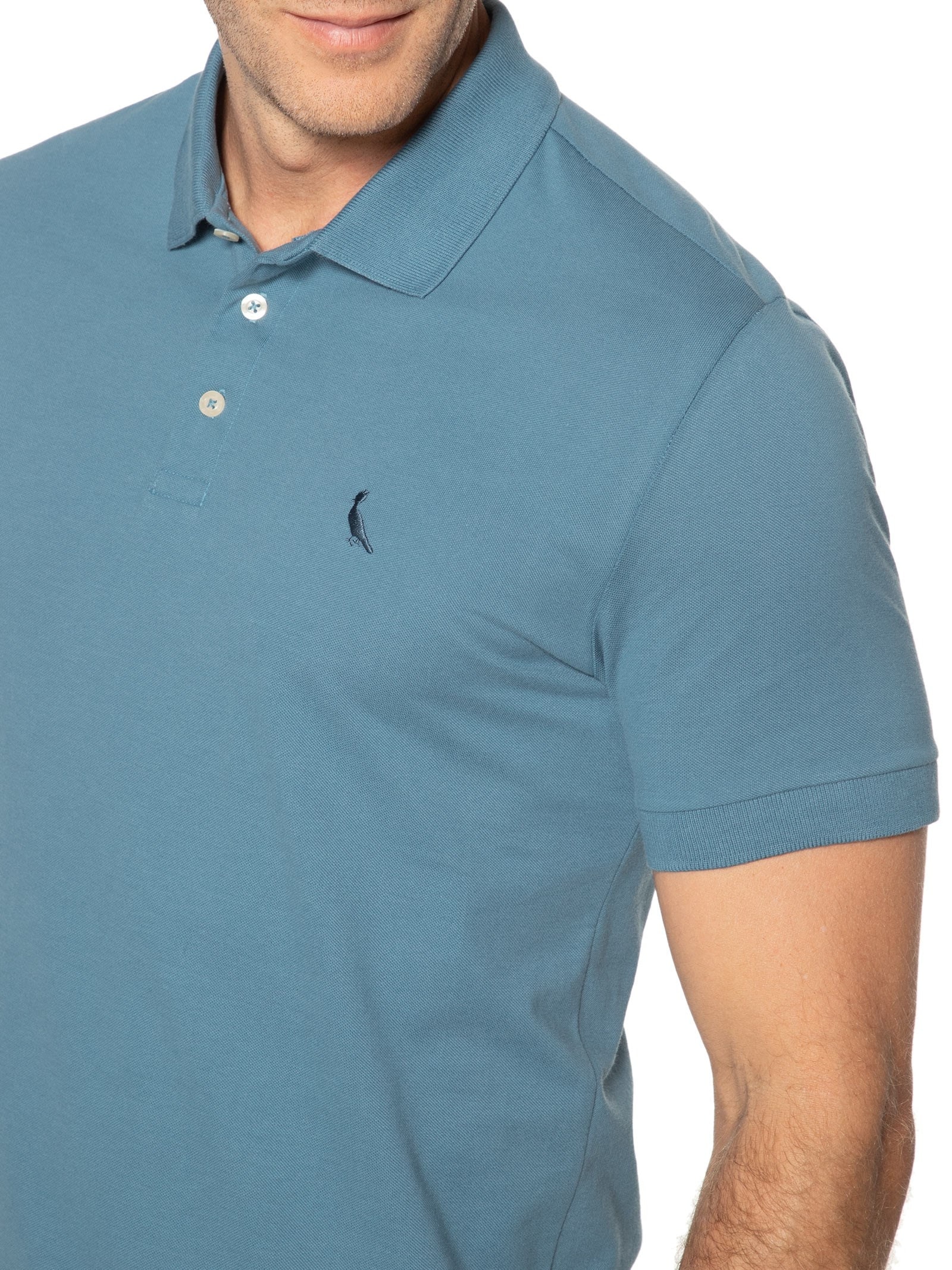 Polo Masculina Piquet Clássica Azul Reserva