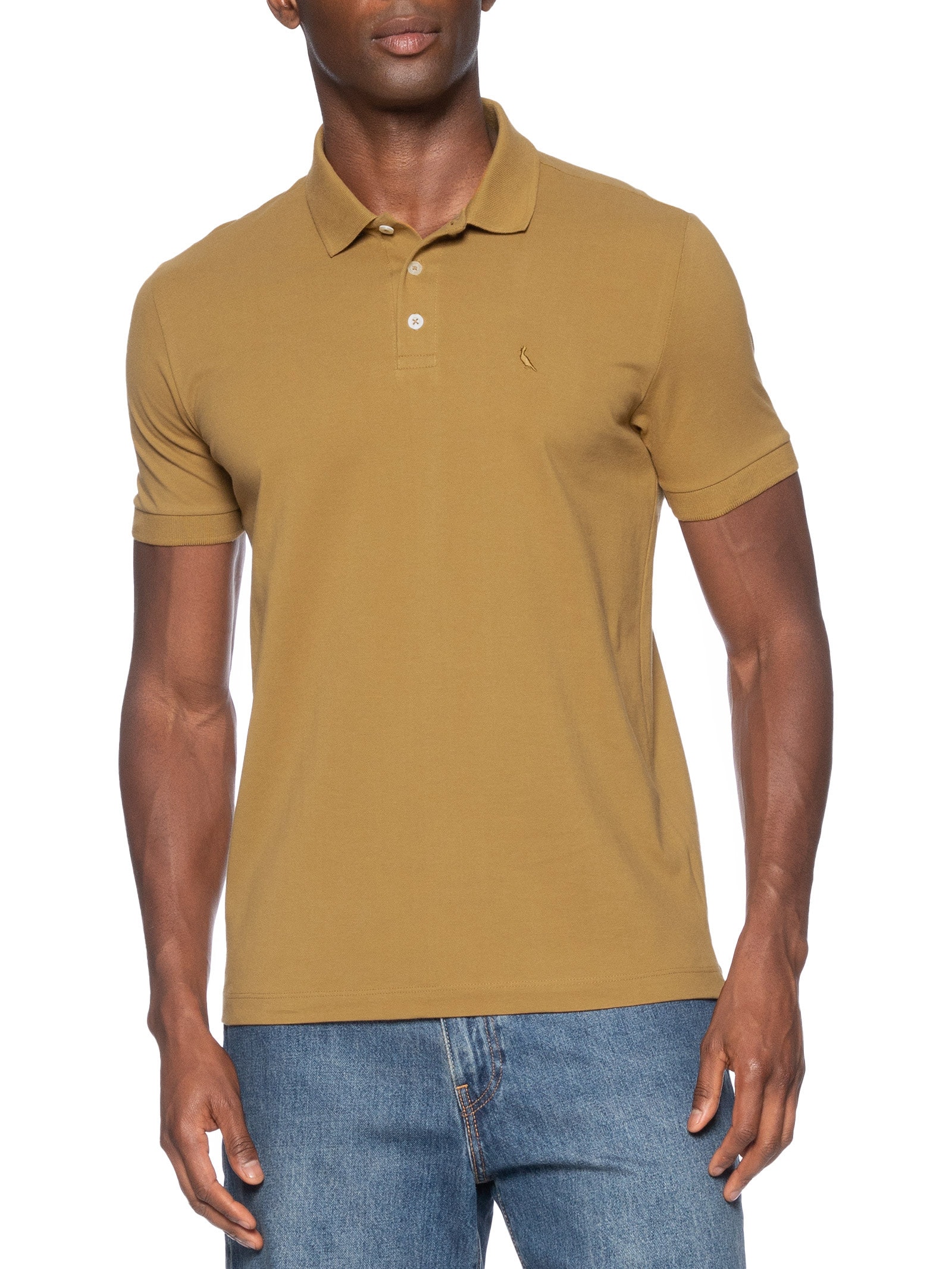 Polo Masculina Piquet Clássica Marrom Reserva