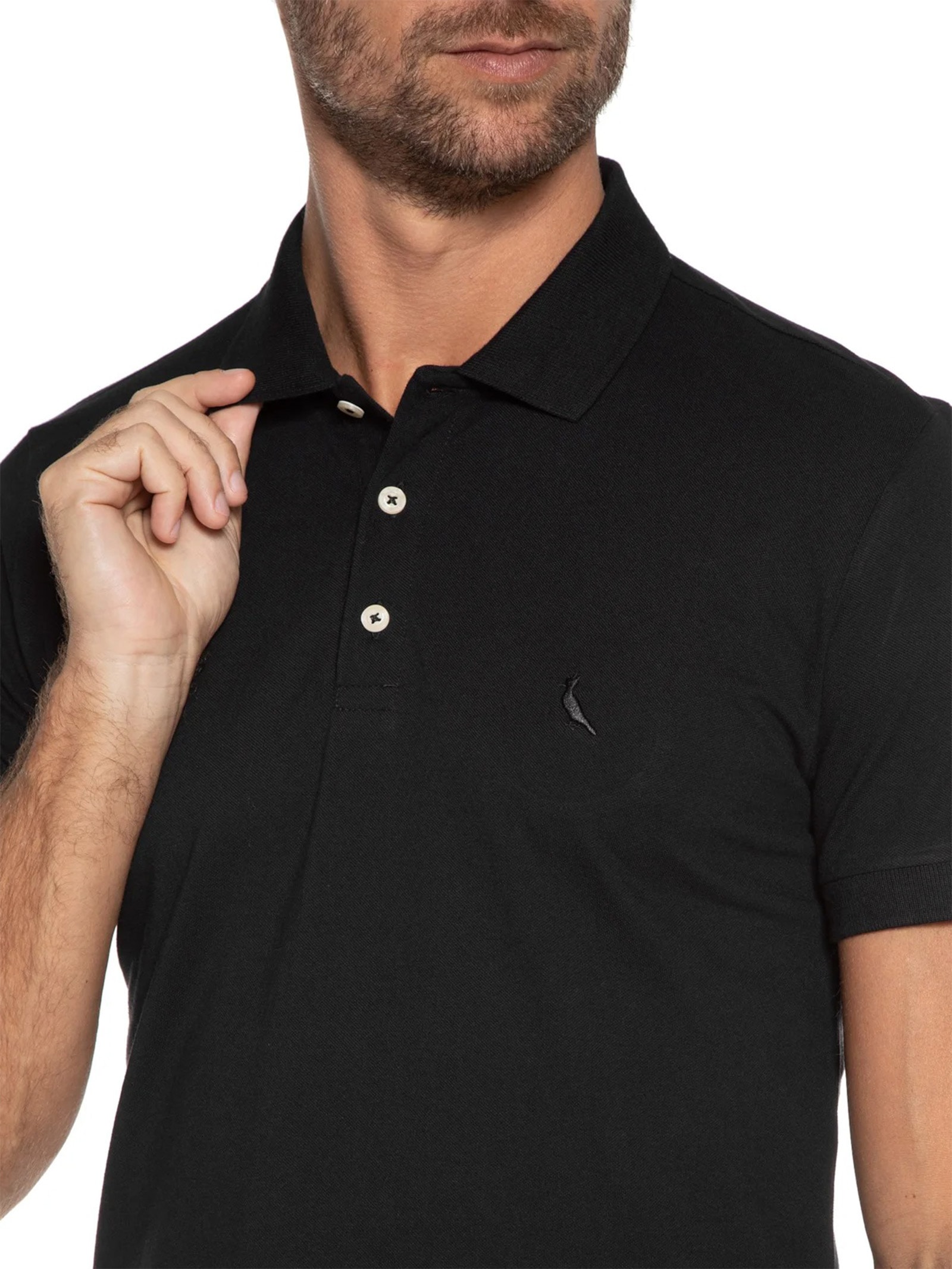 Polo Masculina Piquet Clássica Preto Reserva