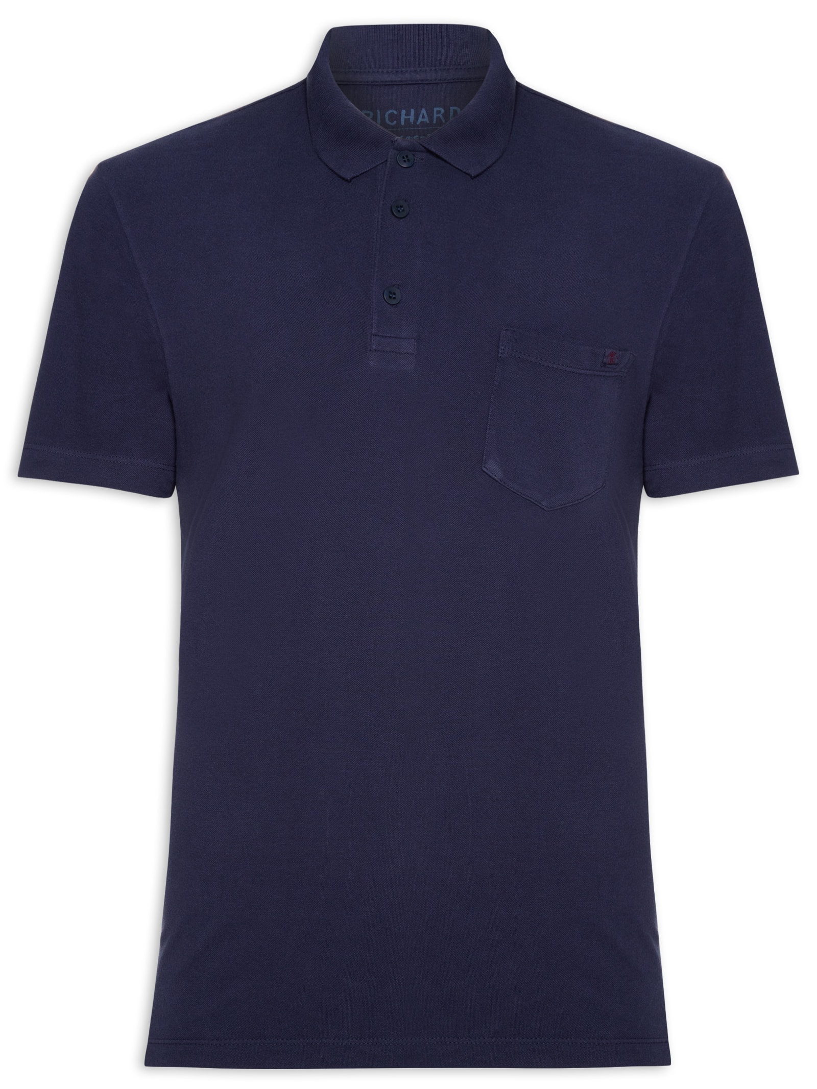 Polo Masculina Piquet Com Bolso Azul Richards