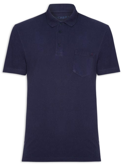 Polo Masculina Piquet Com Bolso – Azul