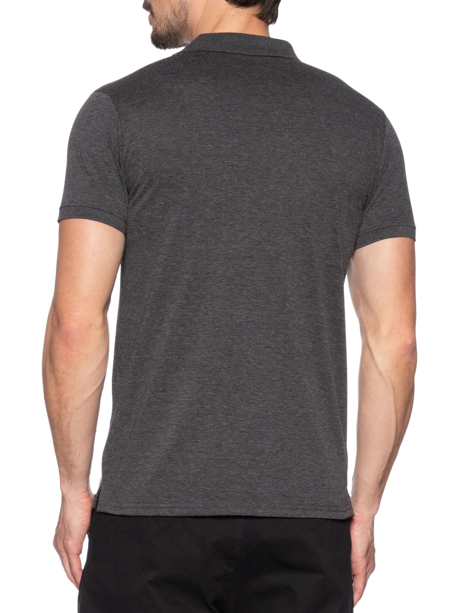 Polo Masculina Piquet Com Botão Básica Cinza Basiq Men