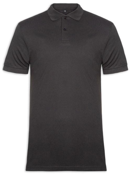 Polo Masculina Piquet Com Botão Básica – Cinza