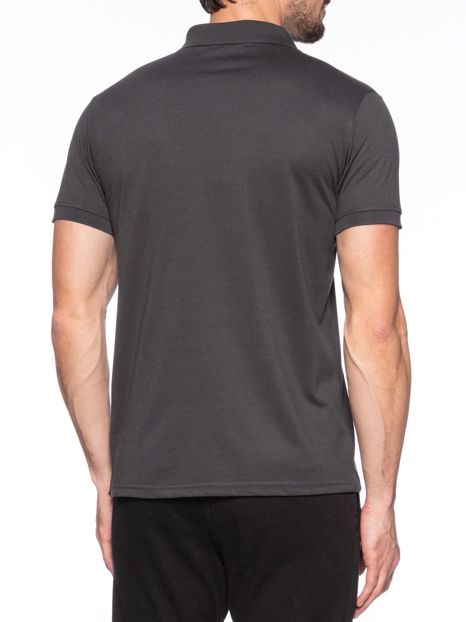 Polo Masculina Piquet Com Botão Básica Cinza Basiq Men