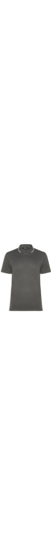 Polo Masculina Piquet Com Botão E Detalhes Filete - Verde