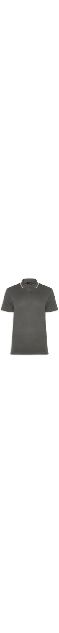 Polo Masculina Piquet Com Botão E Detalhes Filete - Verde