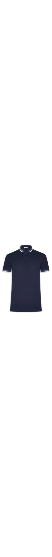 Polo Masculina Piquet Com Detalhes Friso - Azul