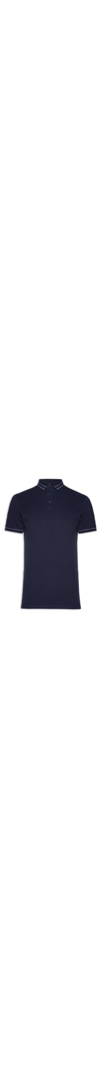 Polo Masculina Piquet Detalhe Em Friso - Azul