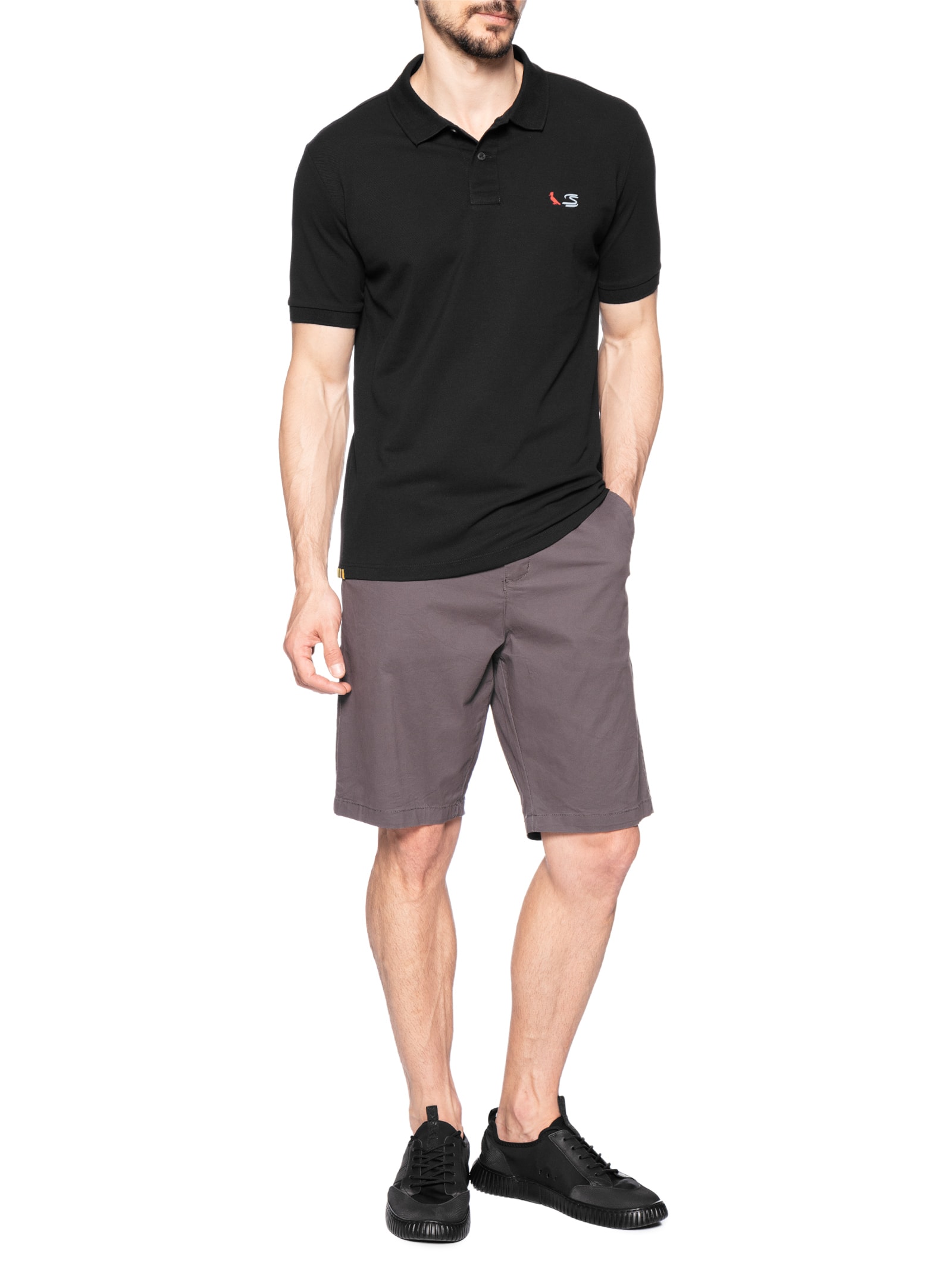 Polo Masculina Piquet Dupla Senna Preto Reserva