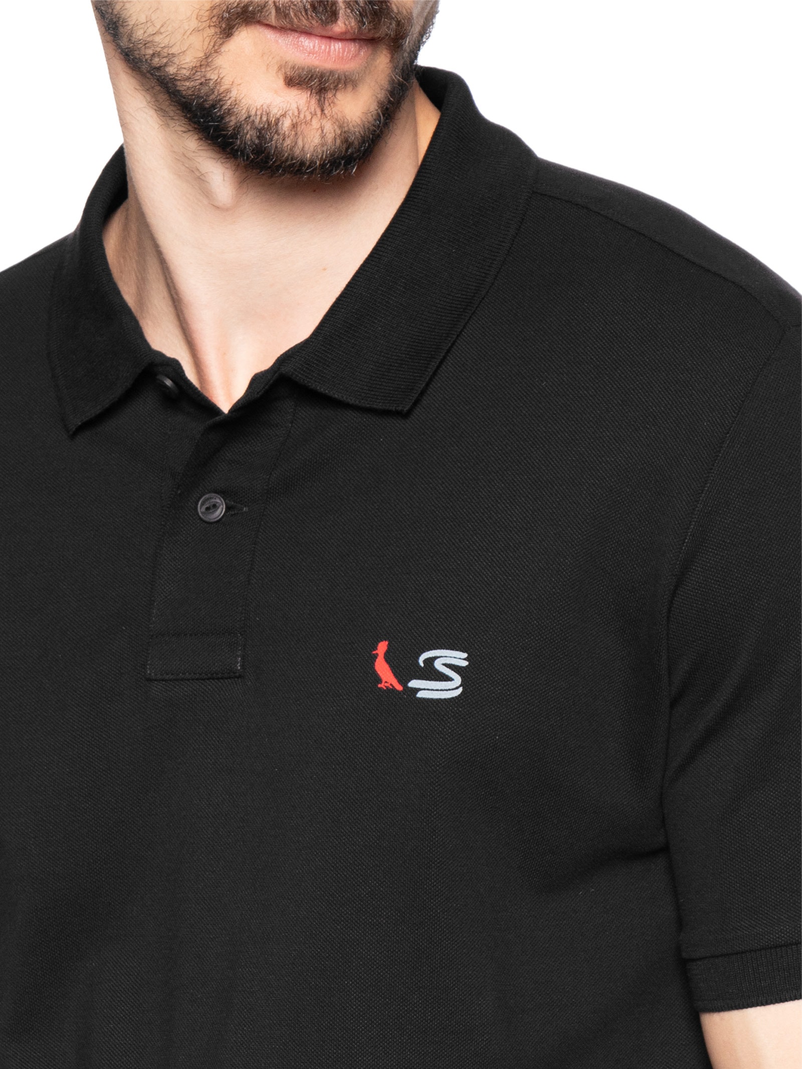 Polo Masculina Piquet Dupla Senna Preto Reserva