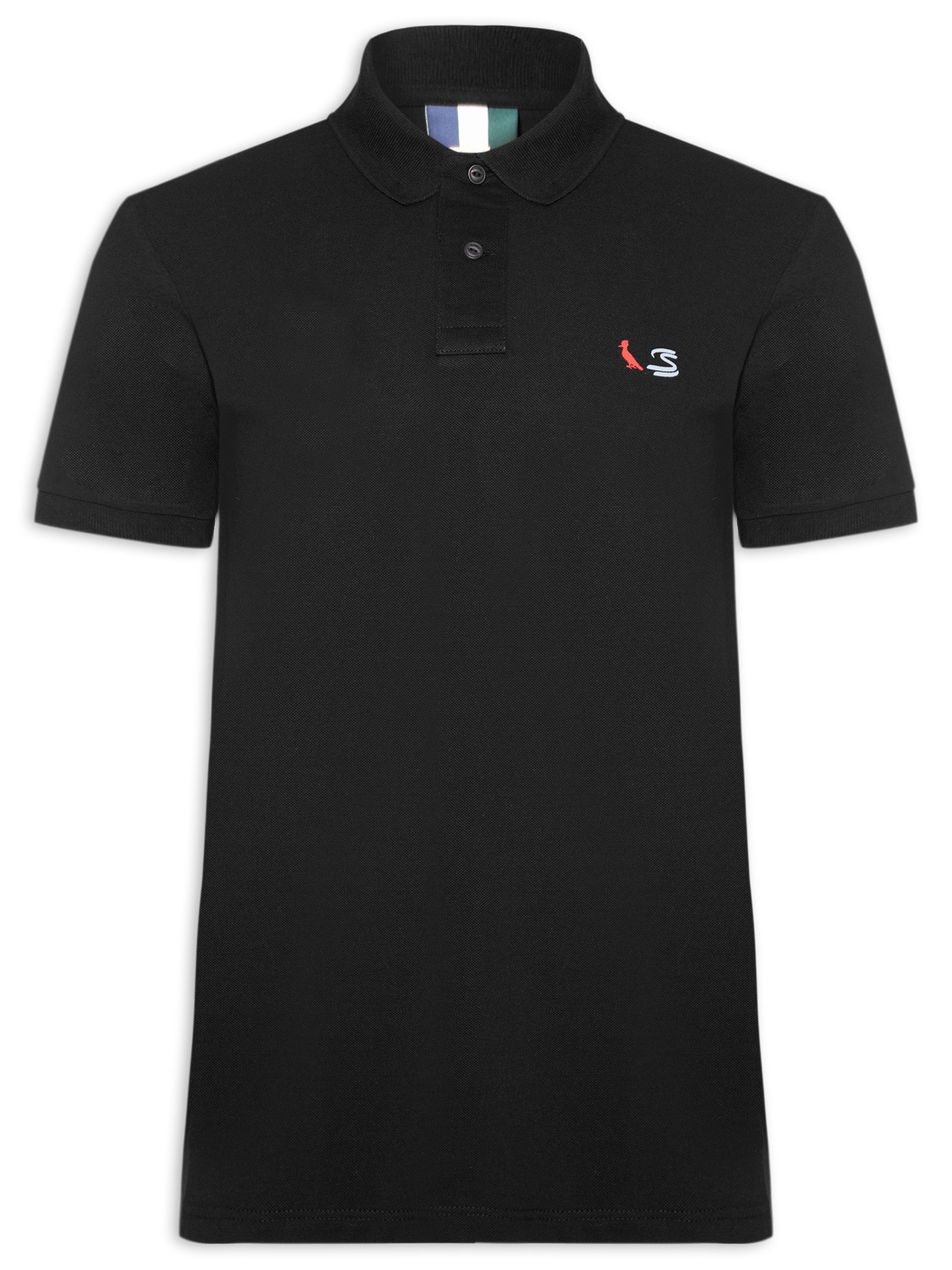 Polo Masculina Piquet Dupla Senna Preto Reserva