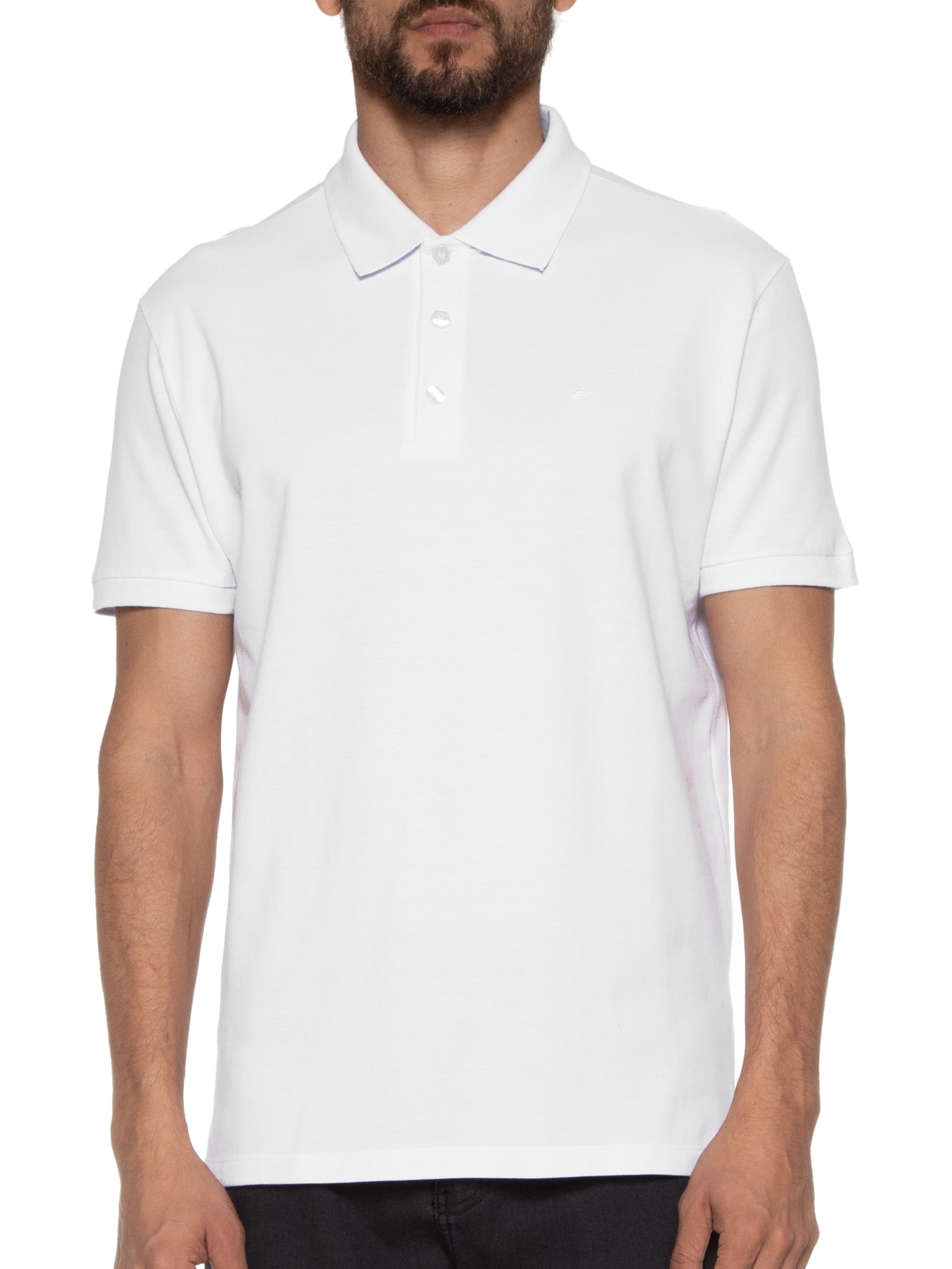 Polo Masculina Piquet Easa Classic Manga Curta Branco Ellus