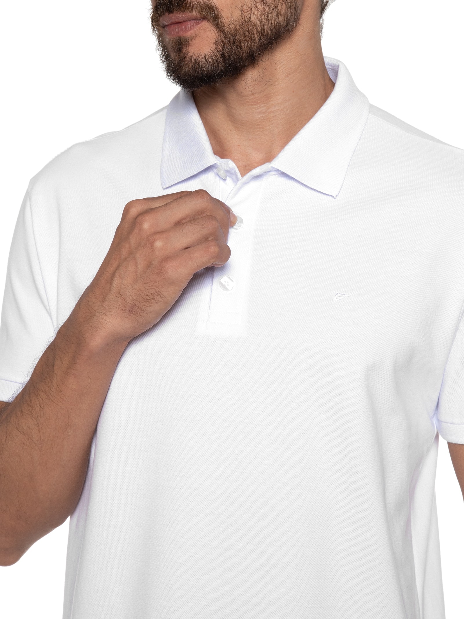 Polo Masculina Piquet Easa Classic Manga Curta Branco Ellus