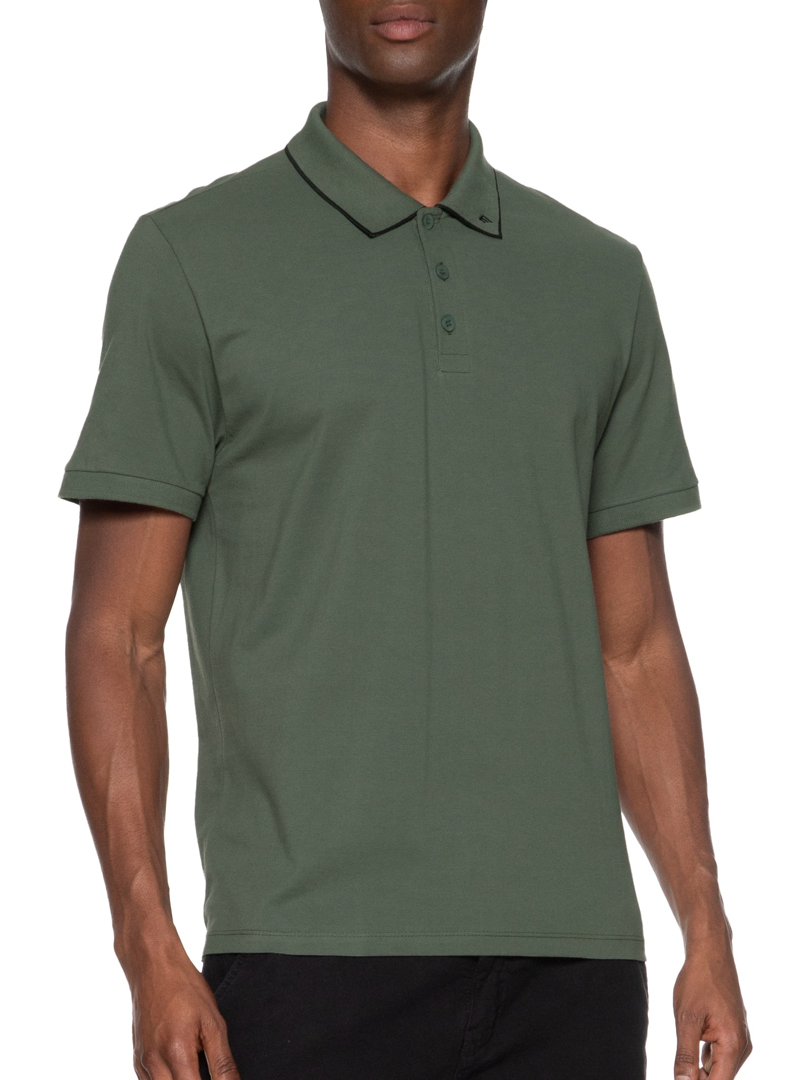 Polo Masculina Piquet Easa Collar Classic Verde Ellus