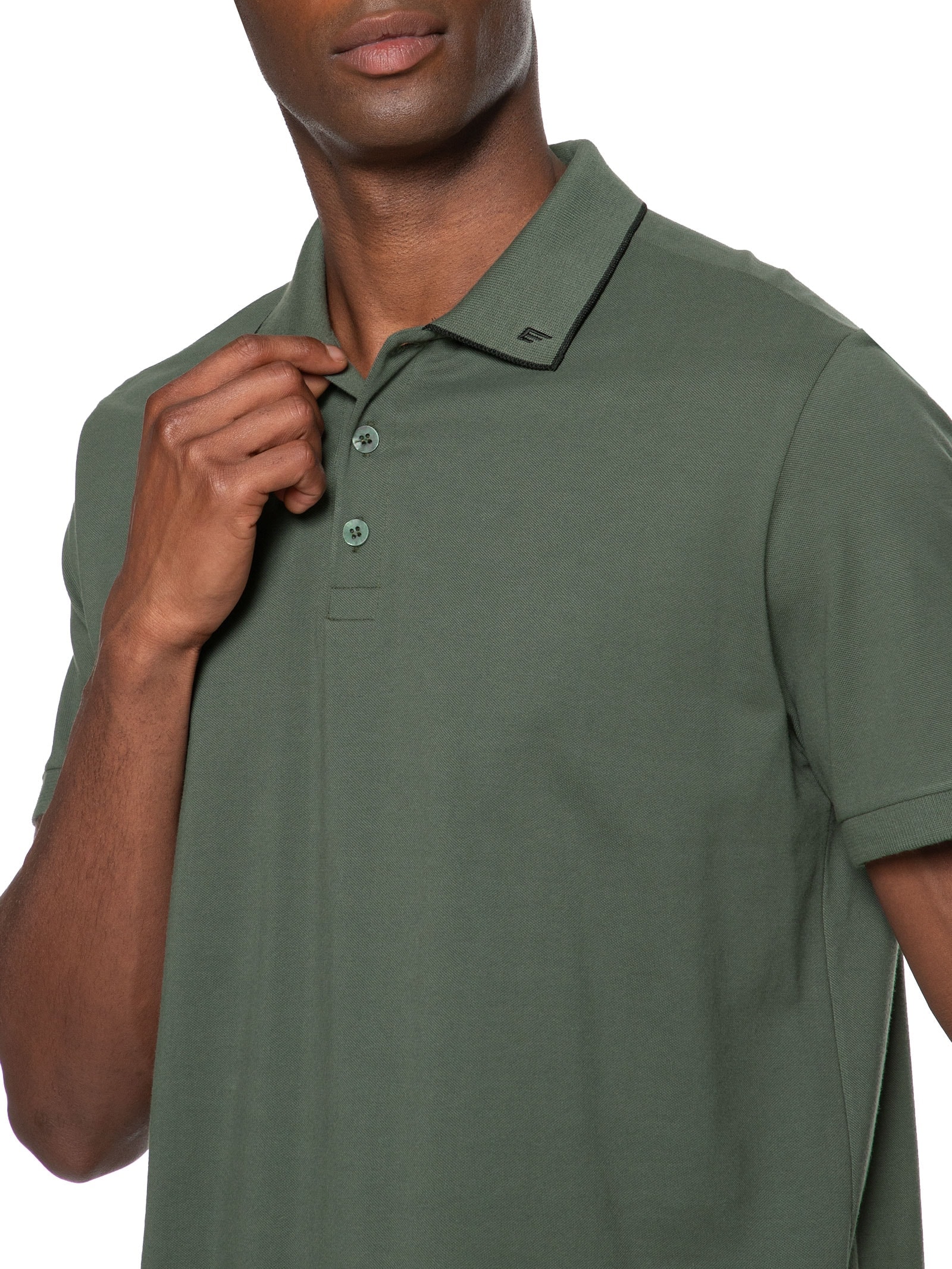 Polo Masculina Piquet Easa Collar Classic Verde Ellus