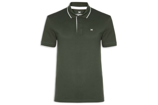 Polo Masculina Piquet Friso Contrastante - Verde