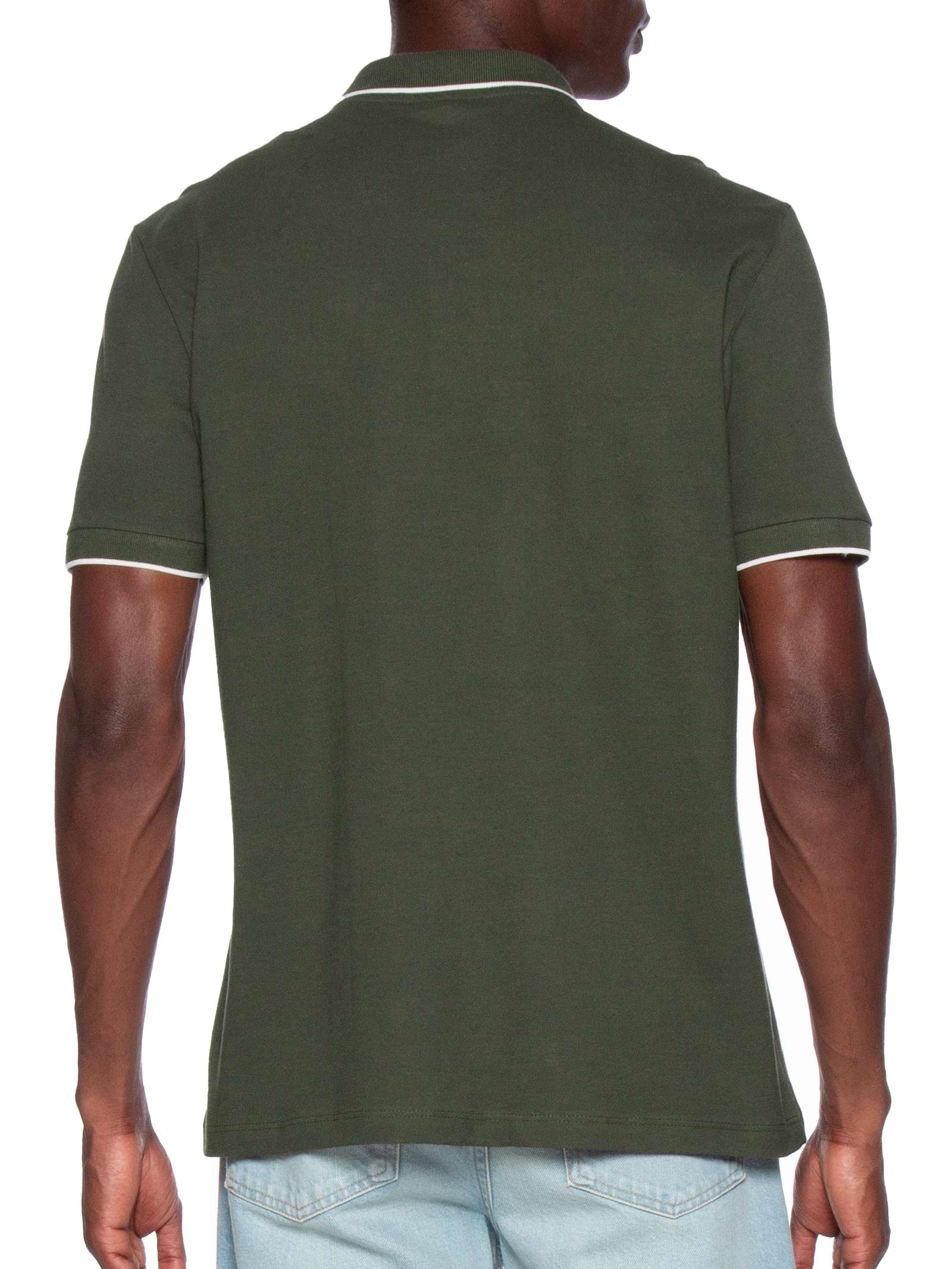 Polo Masculina Piquet Friso Contrastante Verde Hering