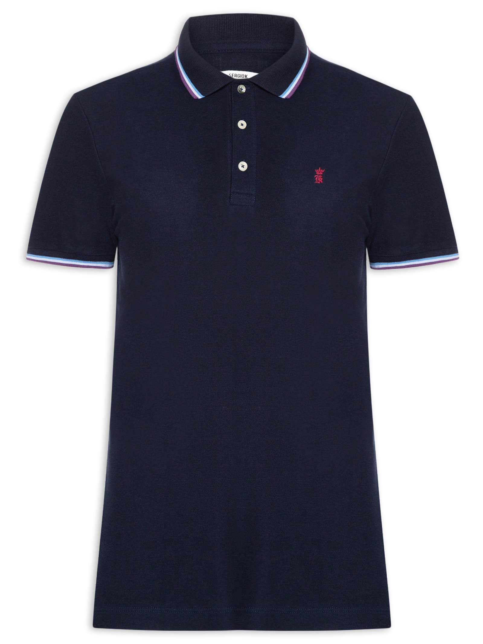 Polo Masculina Piquet Frisos Tricolor - Azul - Sergio K