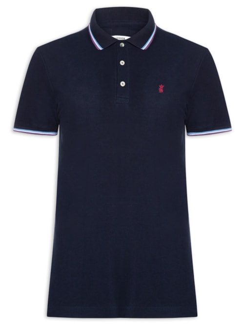 Polo Masculina Piquet Frisos Tricolor – Azul