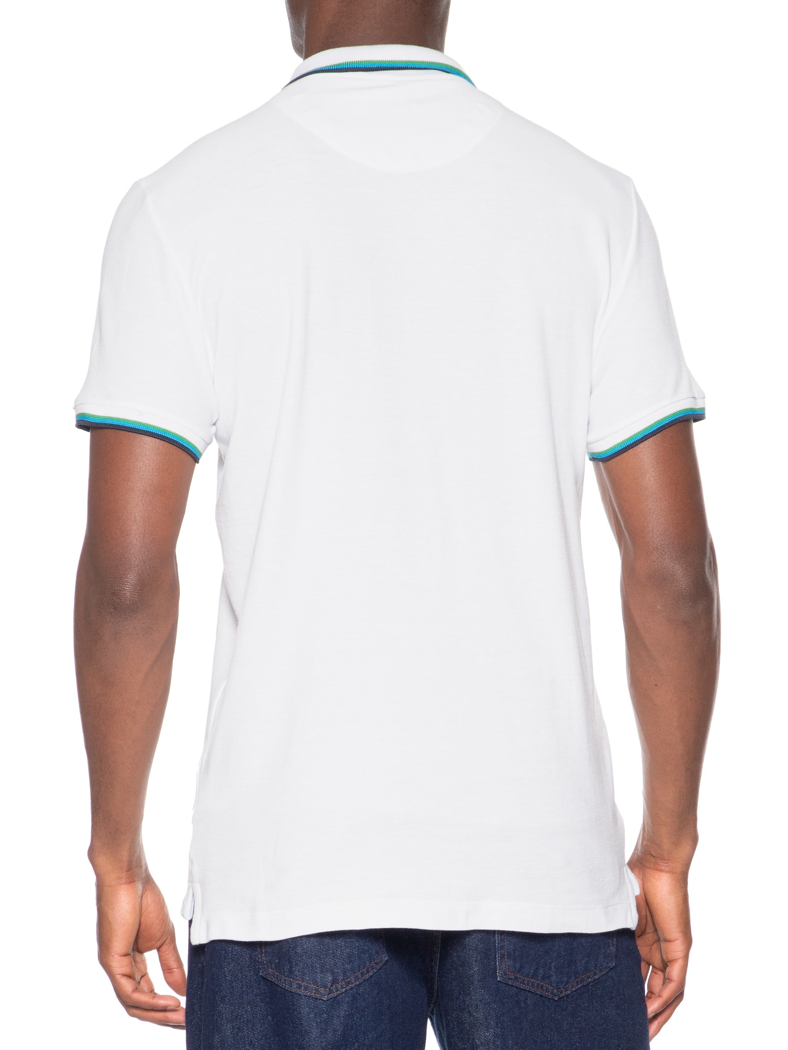 Polo Masculina Piquet Frisos Tricolor Regular Branco Sergio K