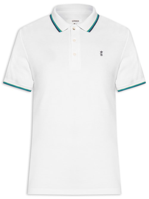 Polo Masculina Piquet Frisos Tricolor Regular – Branco